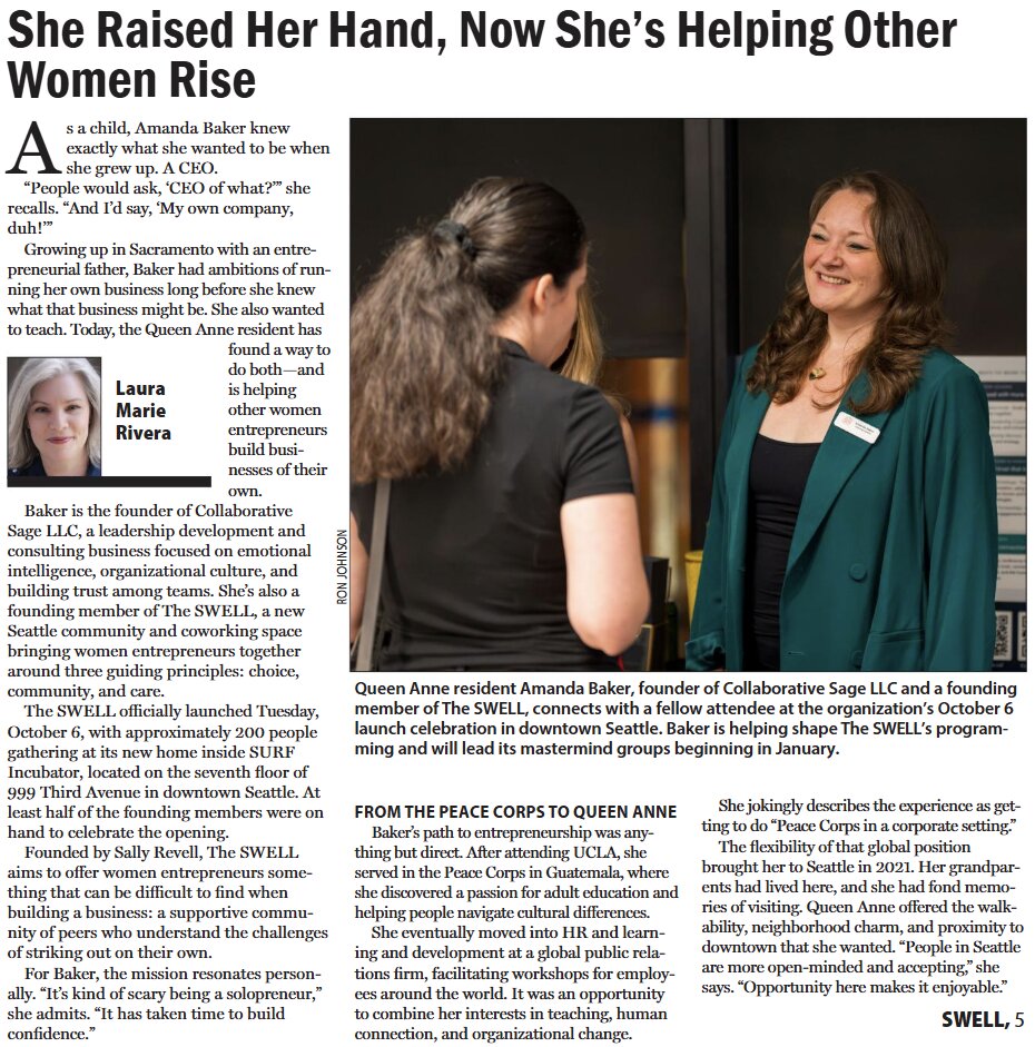 Queen Anne & Magnolia News article page headlined She Raised Her Hand, Now She's Helping Other Women Rise